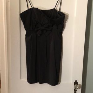 Black strapless dress with bow/pleat detail